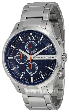 Armani Exchange Hampton AX2155 Men's Chronograph Watch – Blue Dial with Silver Stainless Steel Strap