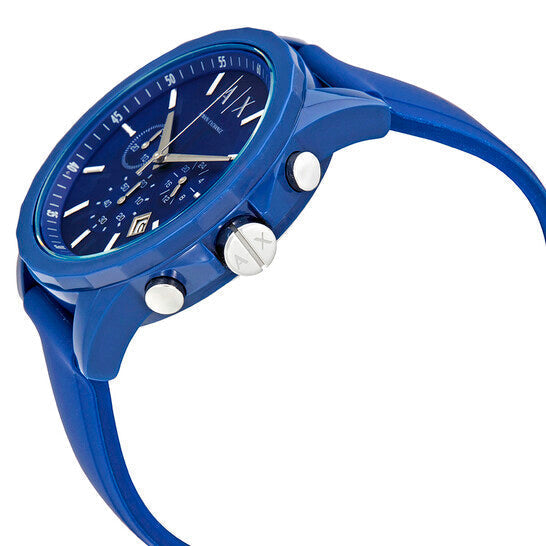 Men's Armani Exchange Outerbanks Chronograph Watch AX1327 – Blue Dial with Blue Silicone Strap