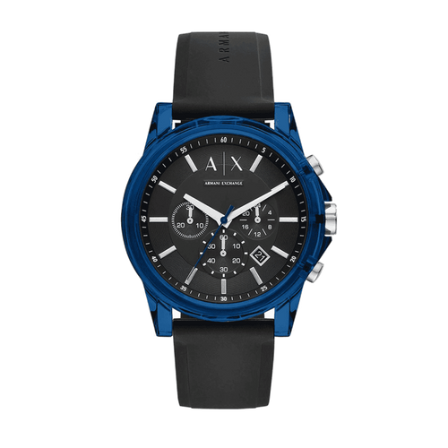 Armani Exchange Outerbanks AX1339 Men's Chronograph Watch – Black Dial with Black Silicone Strap