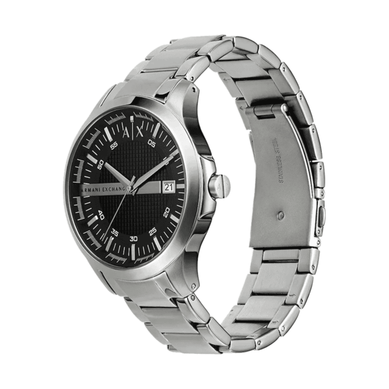 Armani Exchange Hampton AX2103 Men's Chronograph Watch – Black Dial with Silver-Tone Stainless Steel Strap