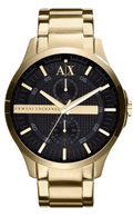 Armani Exchange Hampton AX2122 Men's Chronograph Watch – Black Dial with Gold Stainless Steel Strap