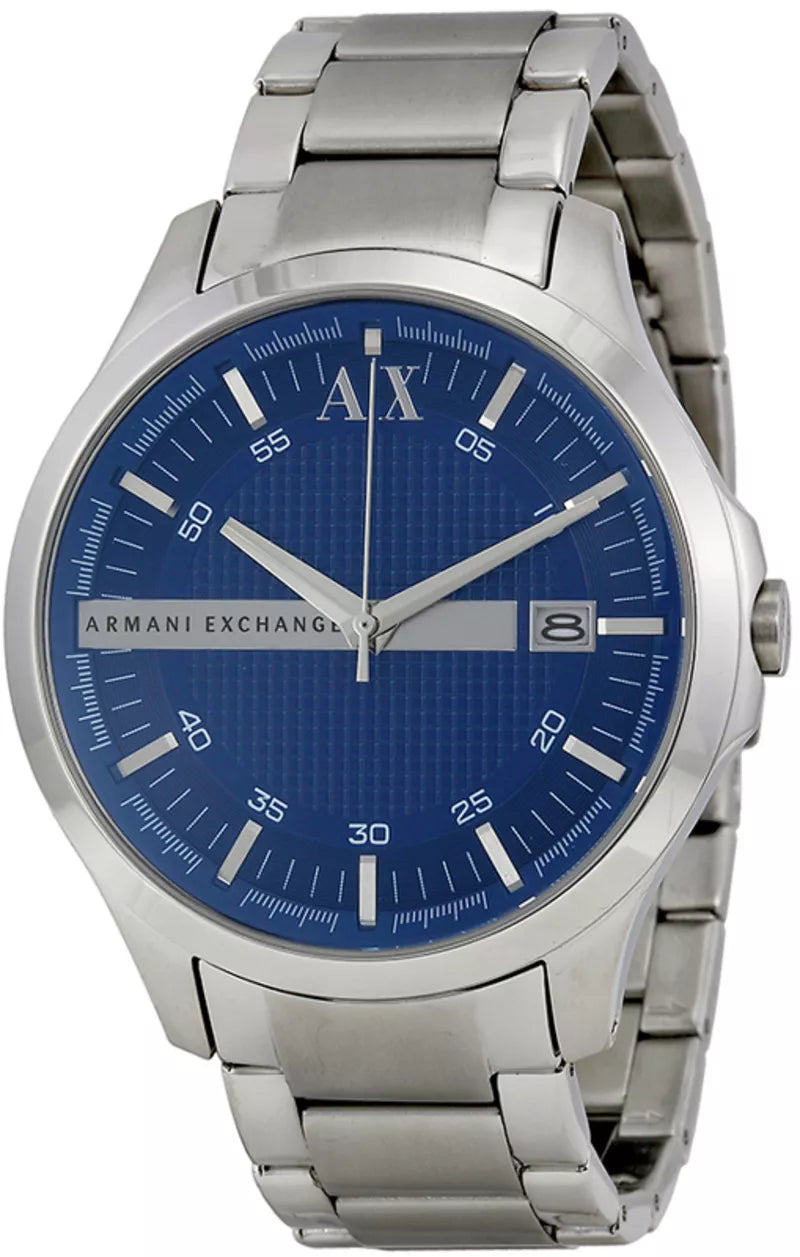 Armani Exchange Hampton AX2132 Men's Chronograph – Blue Dial with Silver Stainless Steel Bracelet