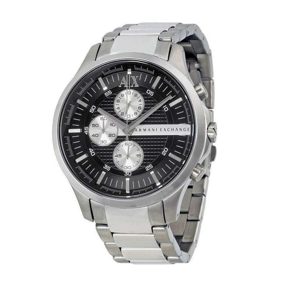Armani Exchange Hampton AX2152 Men's Chronograph Watch – Black Dial with Silver Stainless Steel Strap