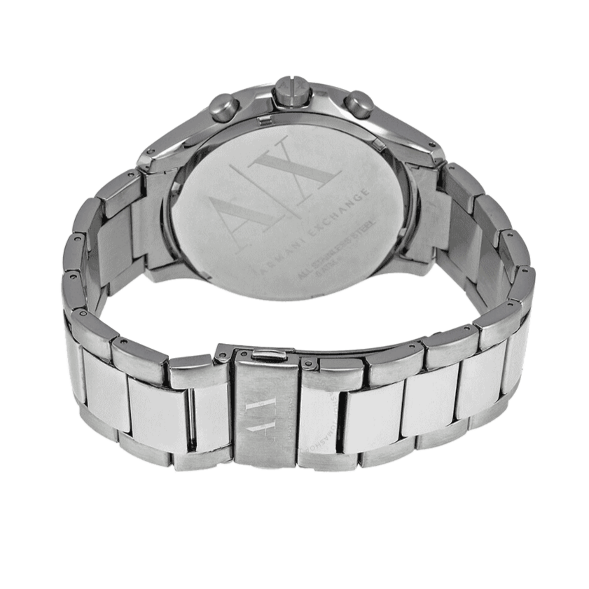 Armani Exchange Hampton AX2163 Men's Chronograph Watch – Black Dial with Silver Stainless Steel Strap