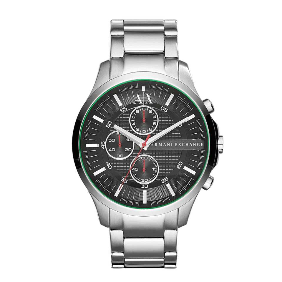 Armani Exchange Hampton AX2163 Men's Chronograph Watch – Black Dial with Silver Stainless Steel Strap
