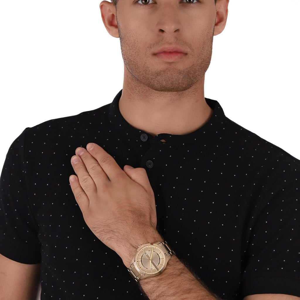 Armani Exchange Hampton AX2415 Men's Chronograph – Gold Dial with Matching Gold-Tone Stainless Steel Bracelet