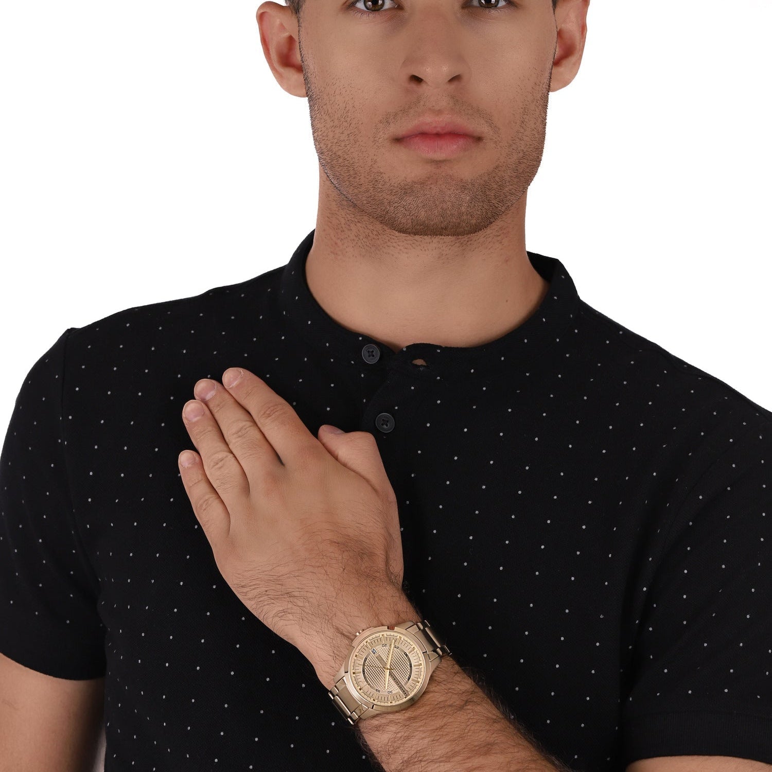 Armani Exchange Hampton AX2415 Men's Chronograph – Gold Dial with Matching Gold-Tone Stainless Steel Bracelet