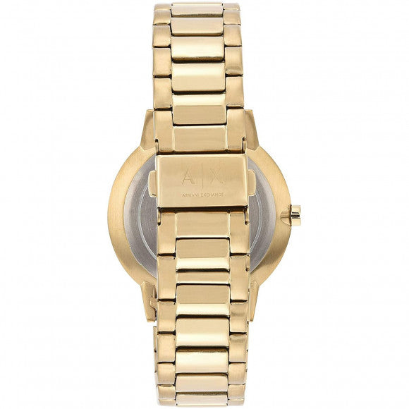 Armani Exchange Cayde AX2707 Men's Analog Watch – Gold Dial with Coordinated Gold Stainless Steel Strap