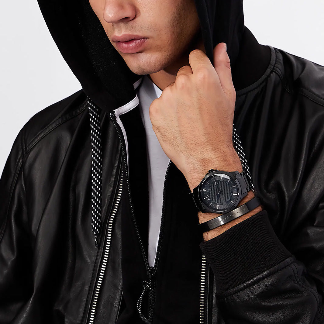 Armani Exchange Hampton AX7101 Men's Watch – Black Dial with Black Stainless Steel Bracelet