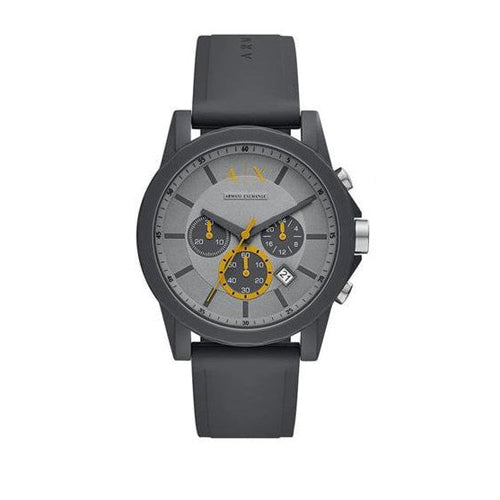 Armani Exchange Outerbanks AX7123 Men's Chronograph Watch – Grey Dial with Grey Silicone Strap