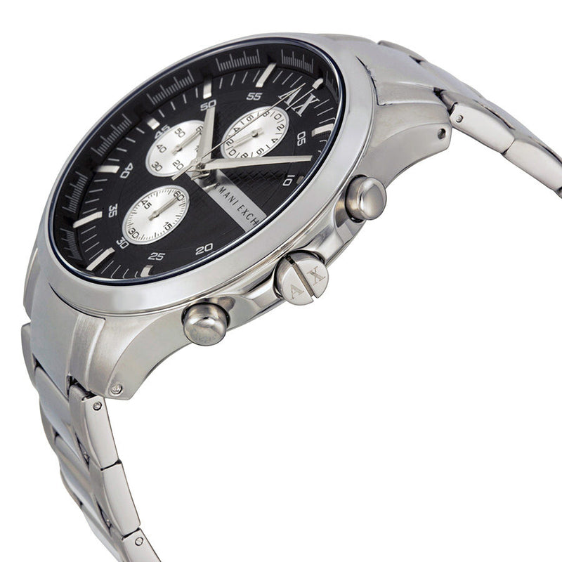 Armani Exchange Hampton AX2152 Men's Chronograph Watch – Black Dial with Silver Stainless Steel Strap