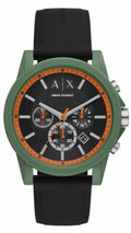 Armani Exchange Outerbanks AX1348 Men's Chronograph Watch – Black Dial with Black Silicone Strap