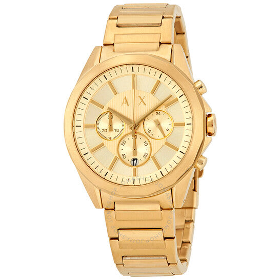 Armani Exchange Drexler AX2602 Men's Chronograph Watch – Gold Dial with Gold Stainless Steel Strap