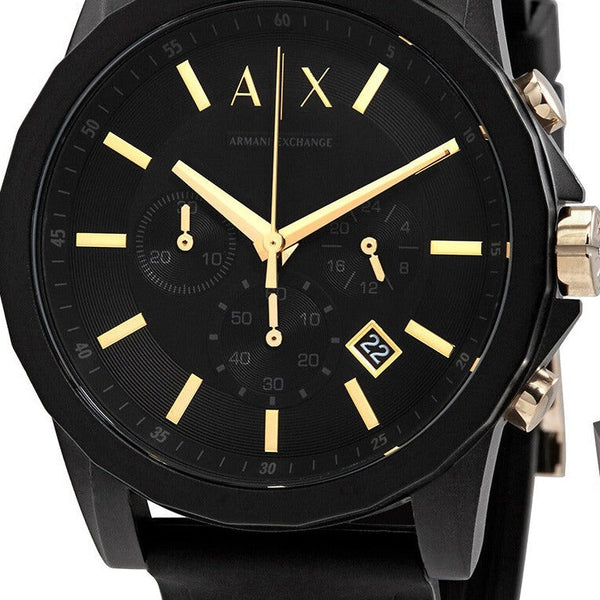 Armani Exchange Outerbanks AX7105 Men's Chronograph Watch – Black Dial with Black Stainless Steel Strap