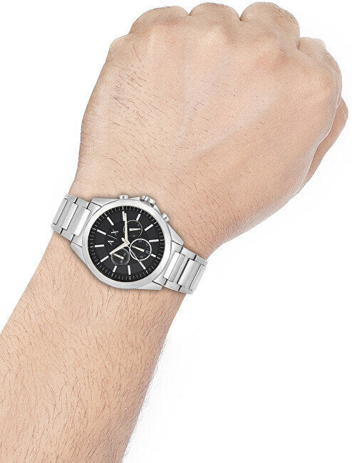 Armani Exchange Drexler AX2600 Men's Chronograph Watch – Black Dial with Silver Stainless Steel Strap