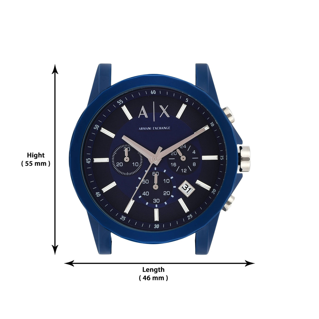 Men's Armani Exchange Outerbanks Chronograph Watch AX1327 – Blue Dial with Blue Silicone Strap