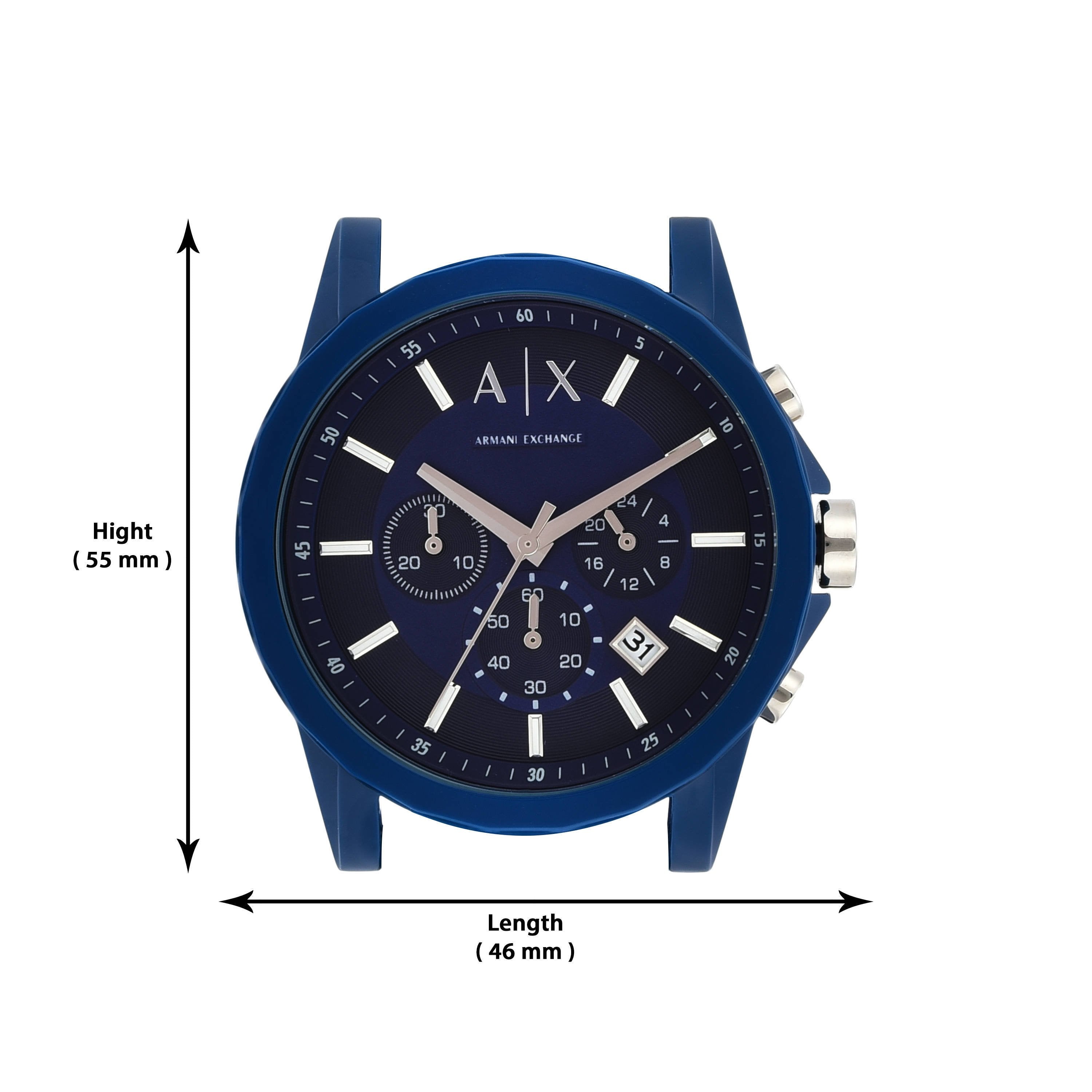 Men's Armani Exchange Outerbanks Chronograph Watch AX1327 – Blue Dial with Blue Silicone Strap