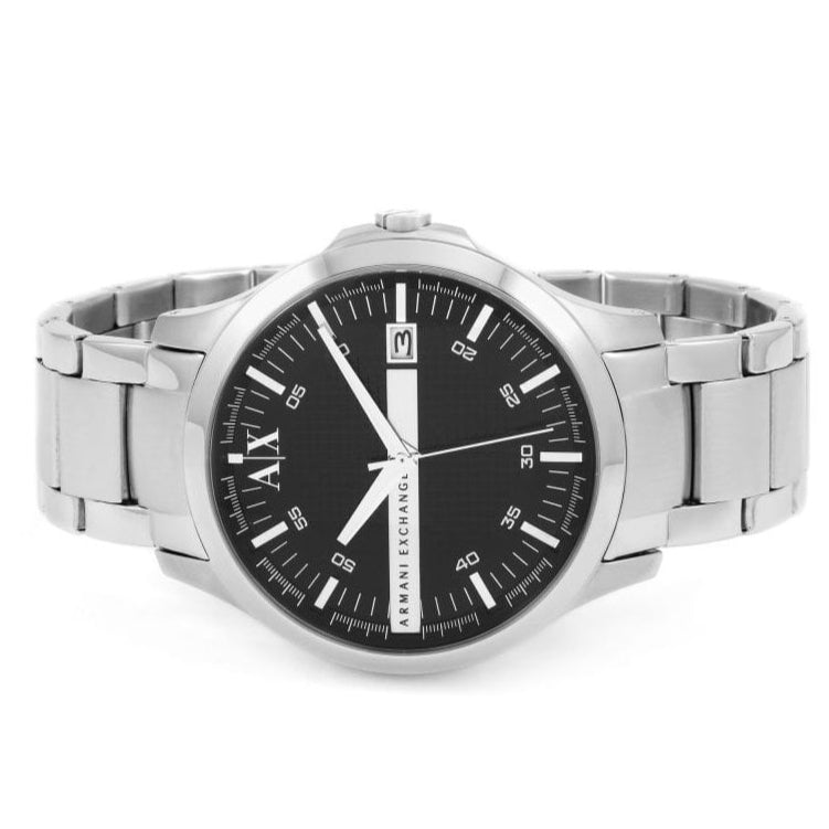 Armani Exchange Hampton AX2103 Men's Chronograph Watch – Black Dial with Silver-Tone Stainless Steel Strap