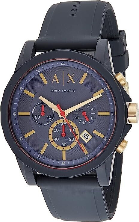Armani Exchange Outerbanks AX1335 Men's Chronograph Watch – Blue Dial with Blue Silicone Strap