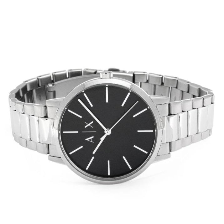 Armani Exchange Cayde AX2700 Men's Analog Watch – Black Dial with Silver Stainless Steel Bracelet