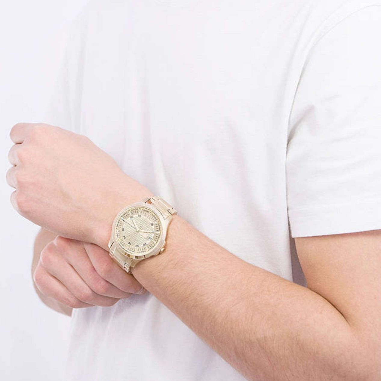 Armani Exchange Hampton AX2415 Men's Chronograph – Gold Dial with Matching Gold-Tone Stainless Steel Bracelet