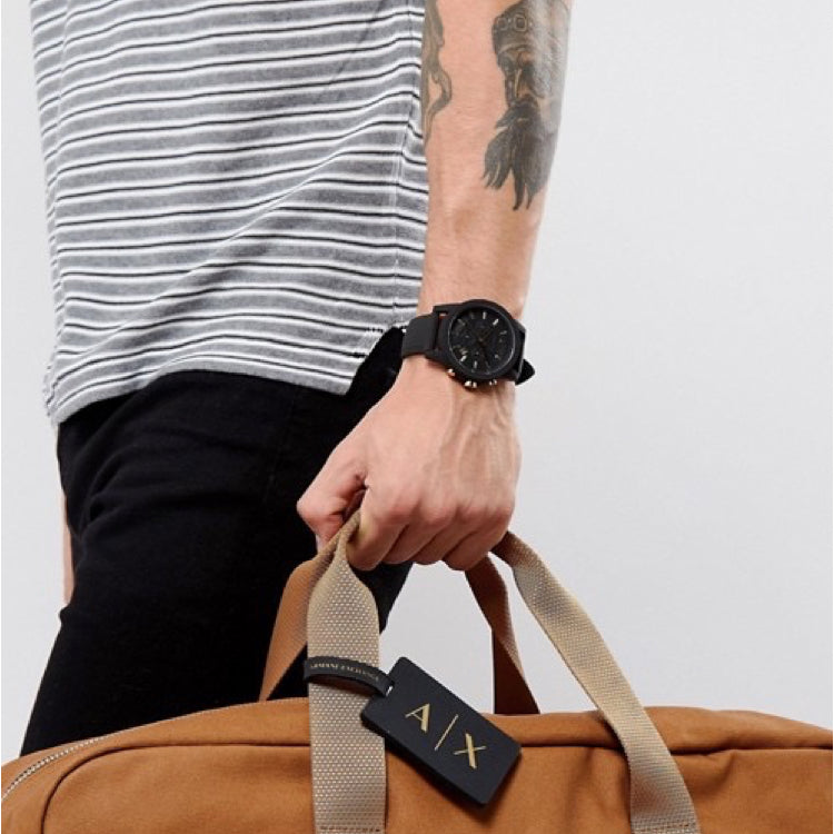 Armani Exchange Outerbanks AX7105 Men's Chronograph Watch – Black Dial with Black Stainless Steel Strap