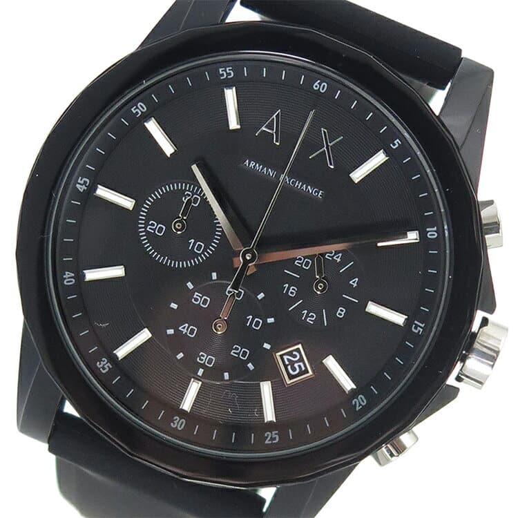 Armani Exchange Outerbanks AX1326 Men's Chronograph Watch – Black Dial with Black Silicone Strap