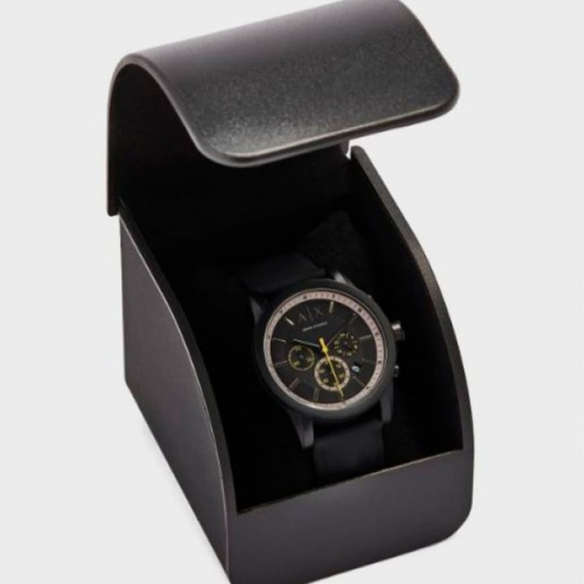 Armani Exchange Outerbanks AX1343 Men's Chronograph Watch – Black Dial with Black Silicone Strap