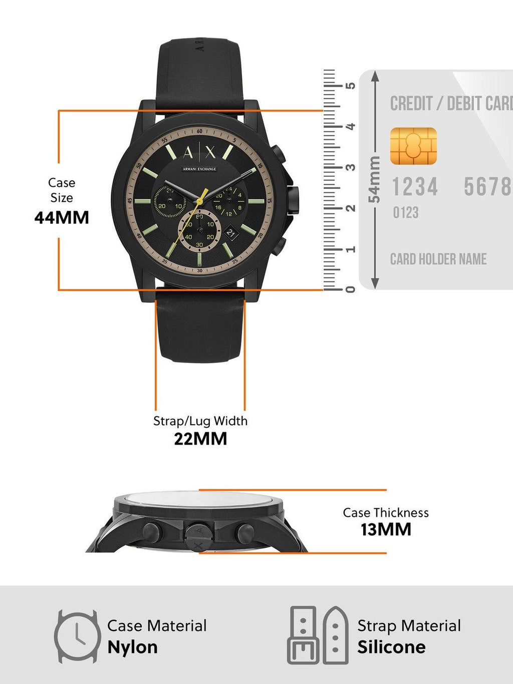 Armani Exchange Outerbanks AX1343 Men's Chronograph Watch – Black Dial with Black Silicone Strap