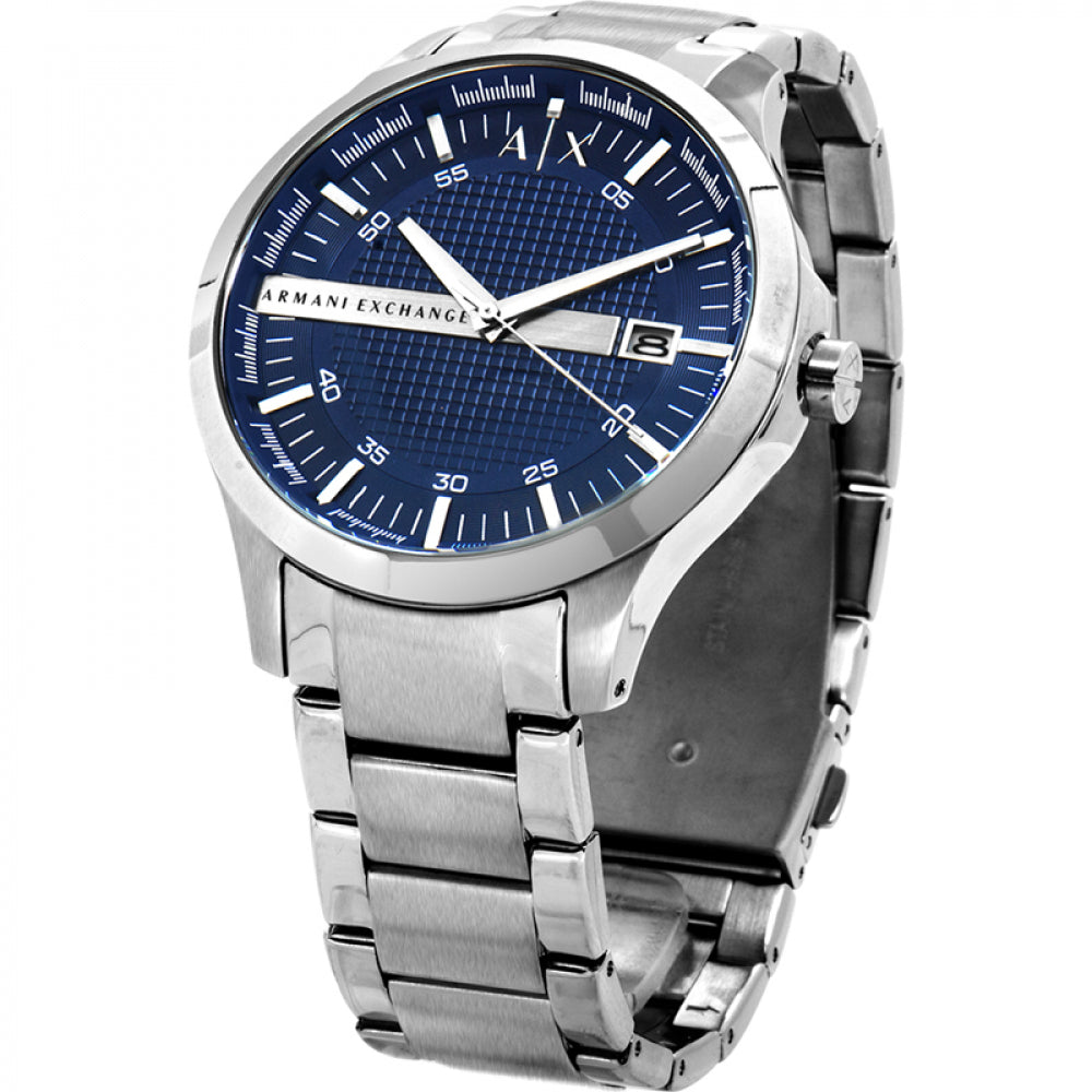 Armani Exchange Hampton AX2132 Men's Chronograph – Blue Dial with Silver Stainless Steel Bracelet