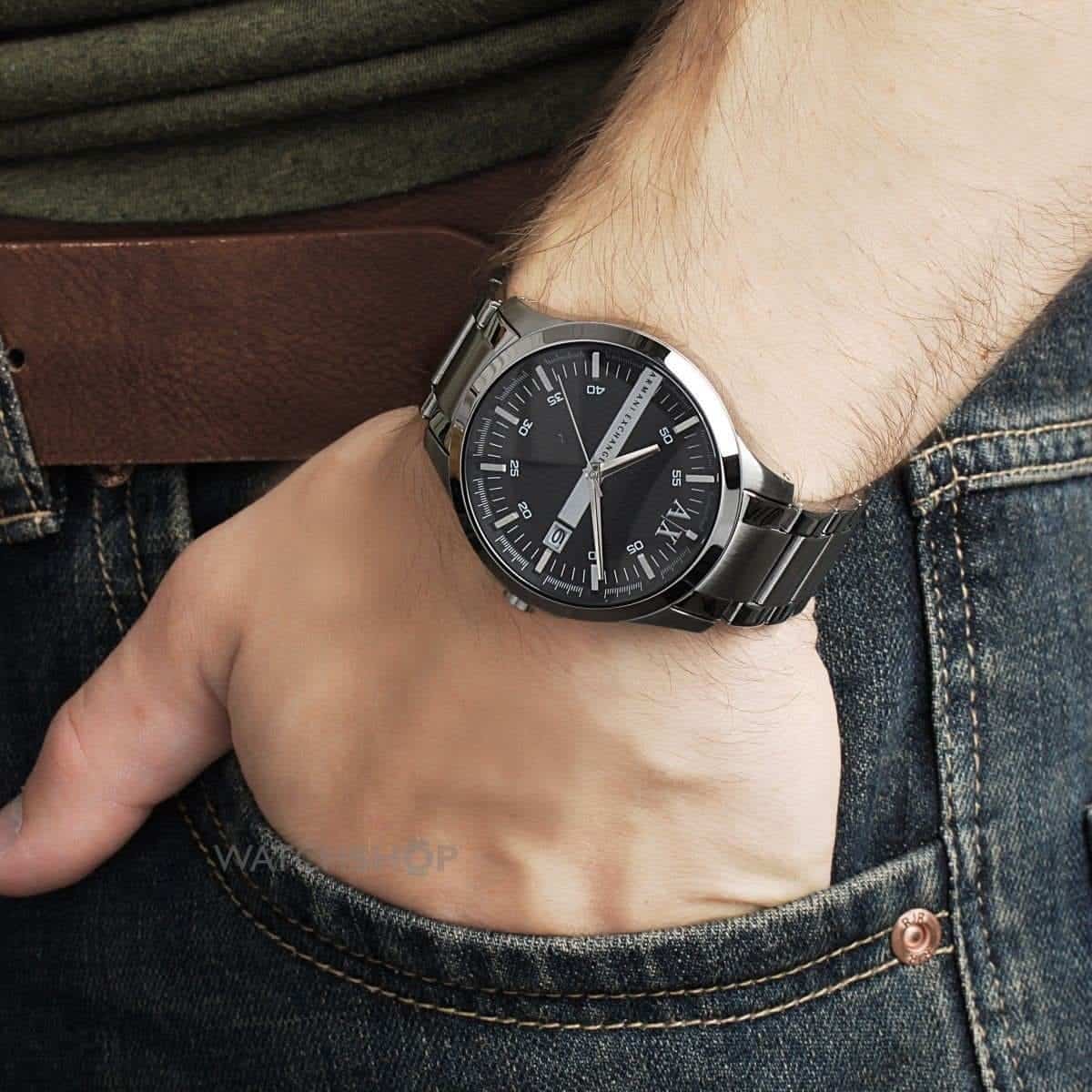 Armani Exchange Hampton AX2135 Men's Chronograph Watch – Grey Dial with Coordinated Grey Stainless Steel Strap