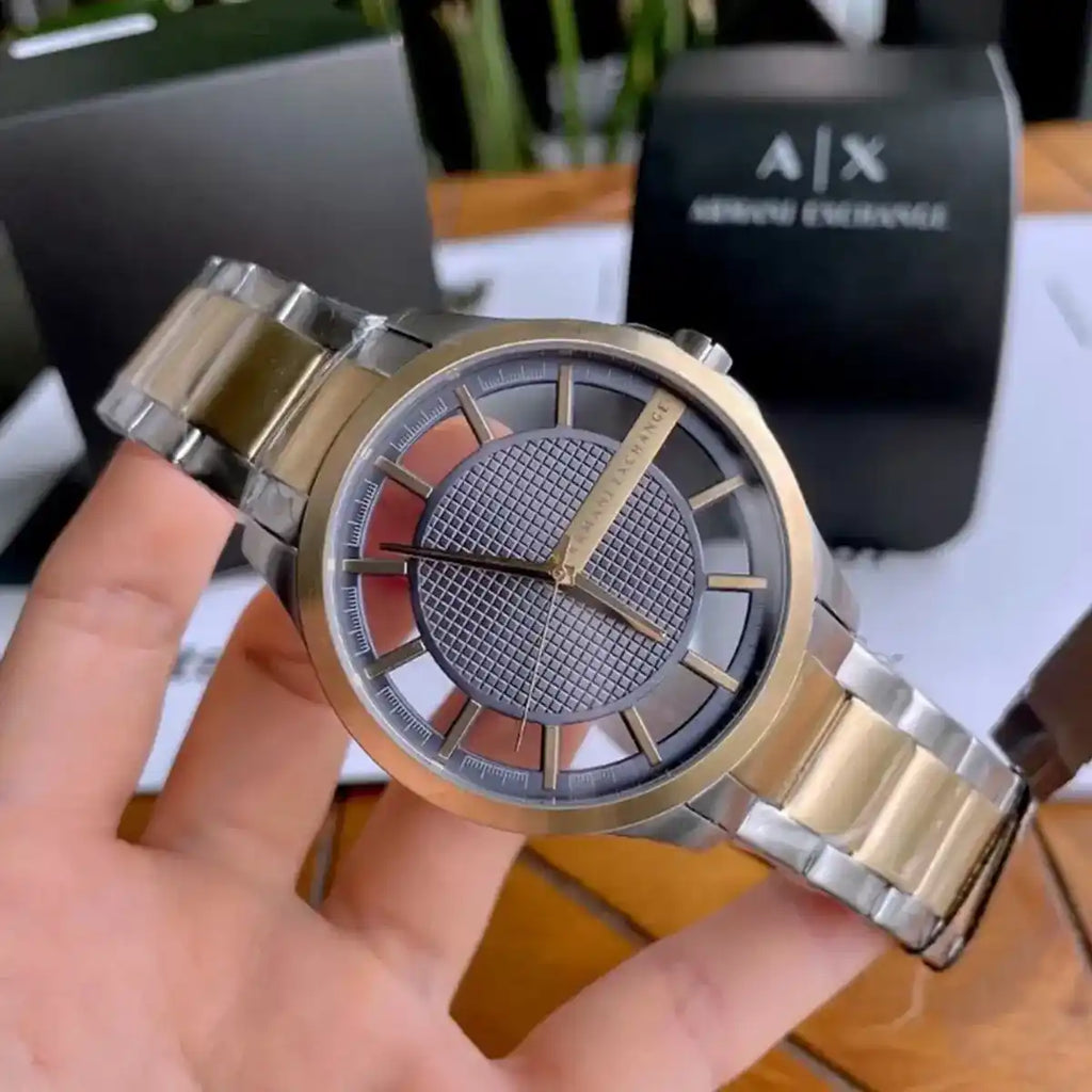 Armani Exchange Hampton Series AX2403 Men's Chronograph Watch – Grey Dial with Two-Tone Stainless Steel Band