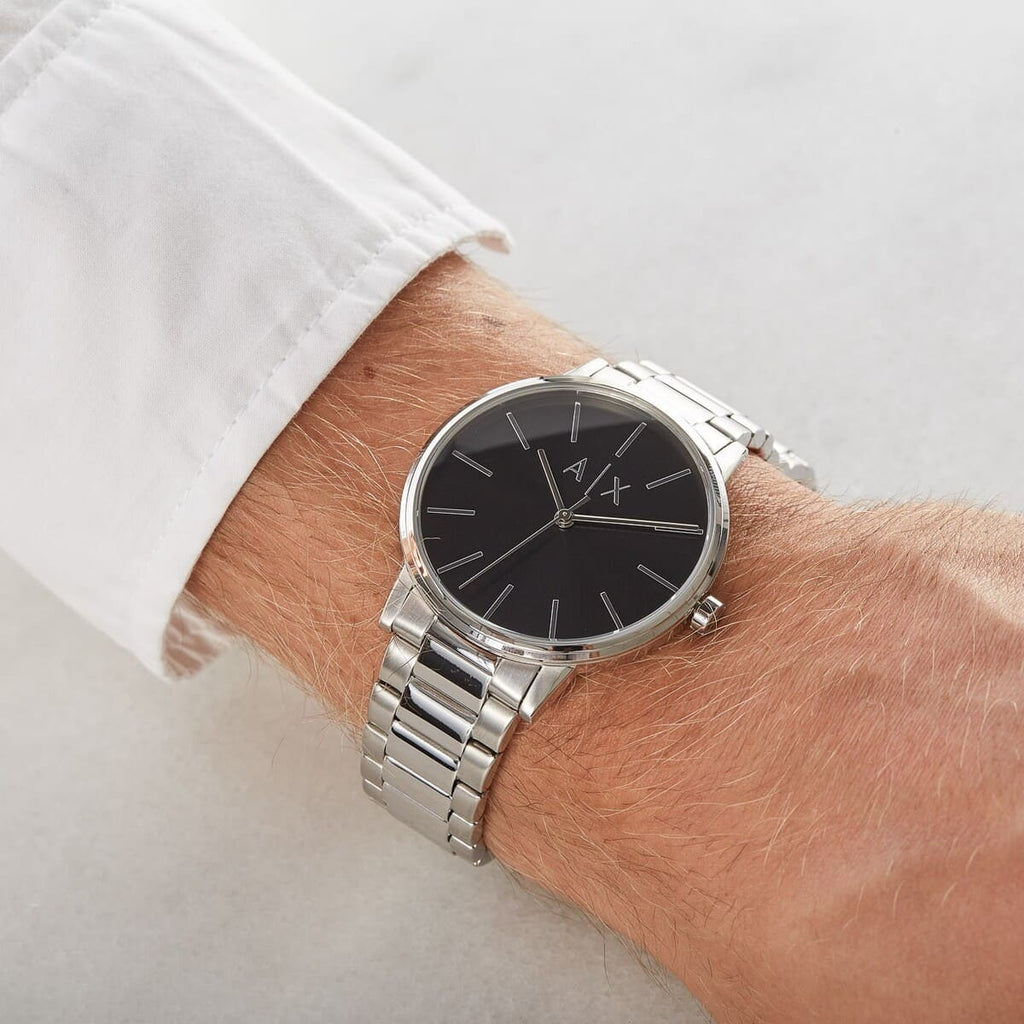 Armani Exchange Cayde AX2700 Men's Analog Watch – Black Dial with Silver Stainless Steel Bracelet