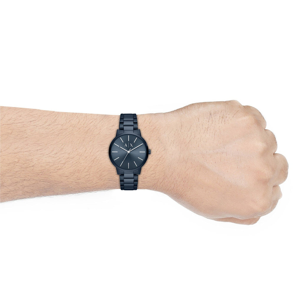 Armani Exchange Cayde AX2702 Men's Analog Watch – Blue Dial with Matching Blue Stainless Steel Strap