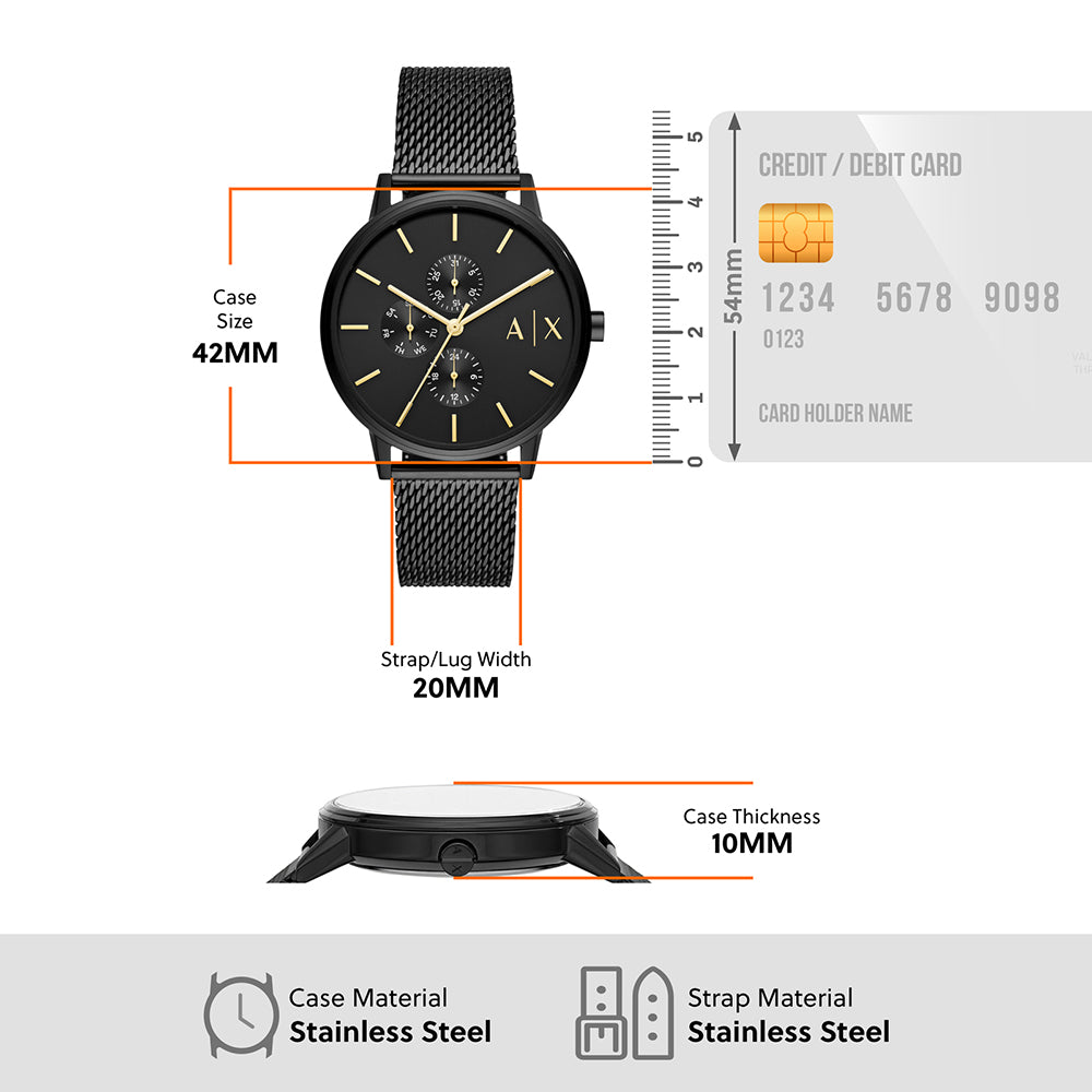 Armani Exchange Cayde AX2716 Men's Chronograph – Black Dial with Black Mesh Stainless Steel Strap