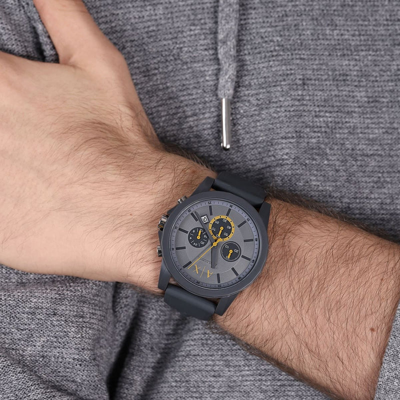 Armani Exchange Outerbanks AX7123 Men's Chronograph Watch – Grey Dial with Grey Silicone Strap
