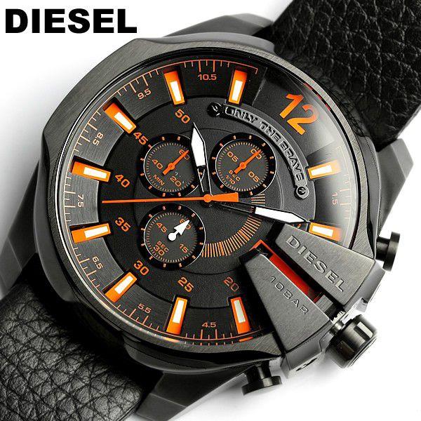 Diesel DZ4291 Mega Chief Chronograph Men's Watch – Black Dial & Black Leather Strap