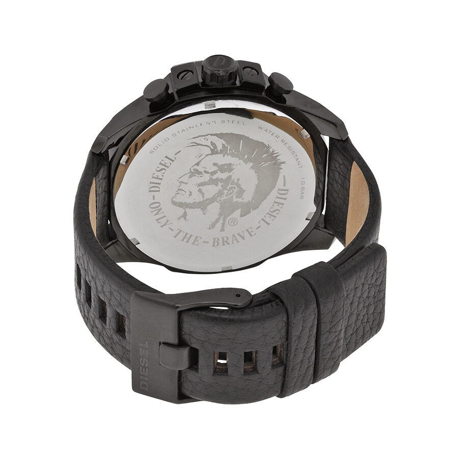 Diesel DZ4291 Mega Chief Chronograph Men's Watch – Black Dial & Black Leather Strap