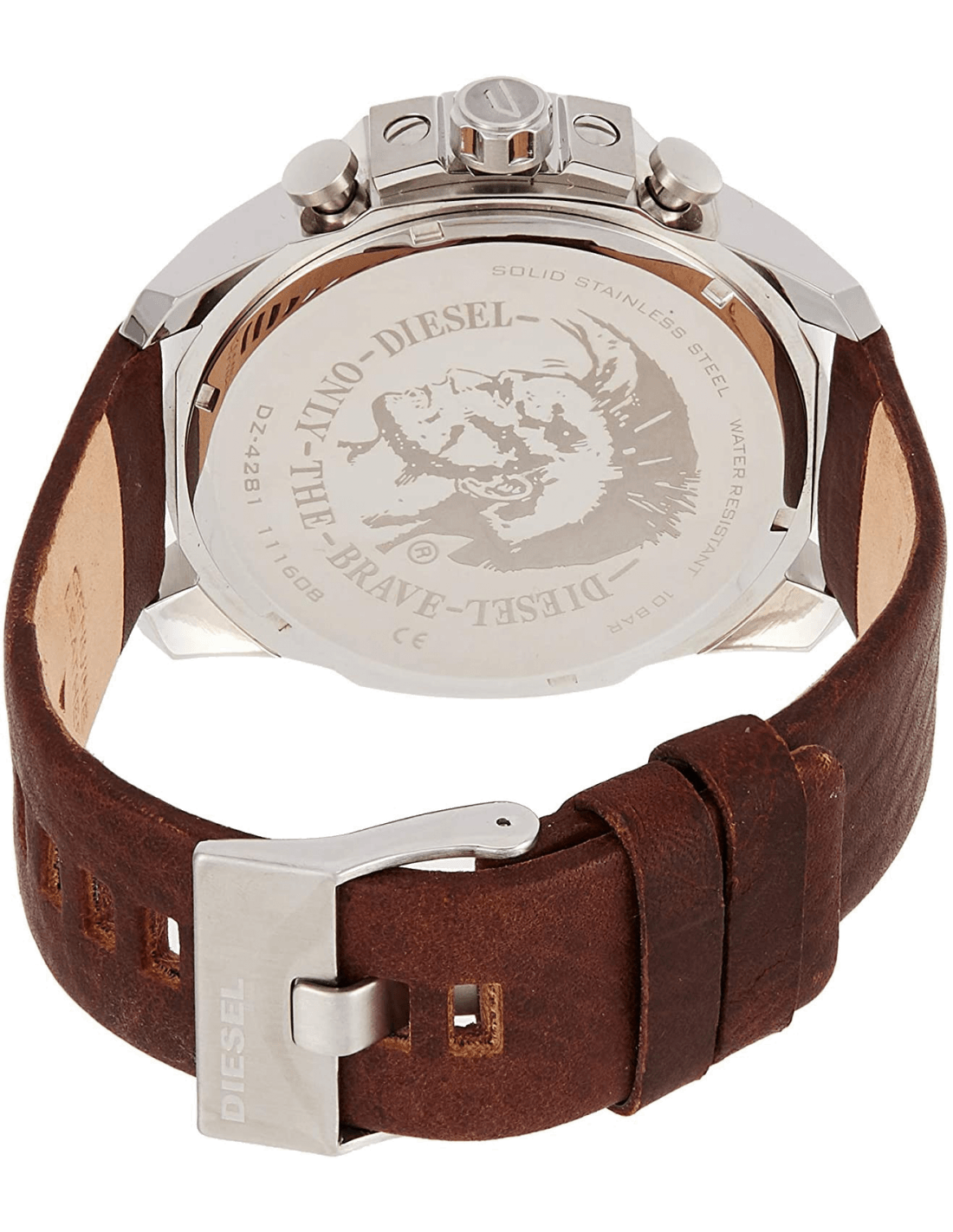 Diesel DZ4281 Mega Chief Chronograph Men's Watch – Blue Dial & Brown Leather Strap