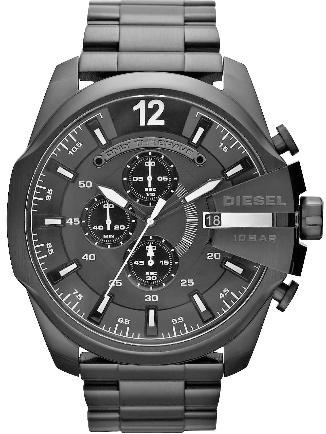 Diesel DZ4283 Mega Chief Chronograph Men's Watch – Black Dial & Black Steel Strap