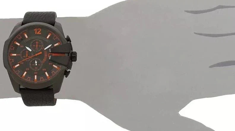 Diesel DZ4291 Mega Chief Chronograph Men's Watch – Black Dial & Black Leather Strap