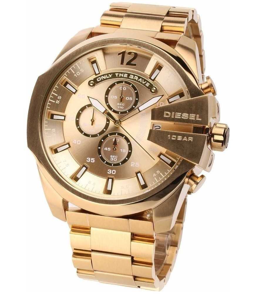Diesel DZ4360 Mega Chief Chronograph Men's Watch – Gold Dial & Gold Stainless Steel Strap