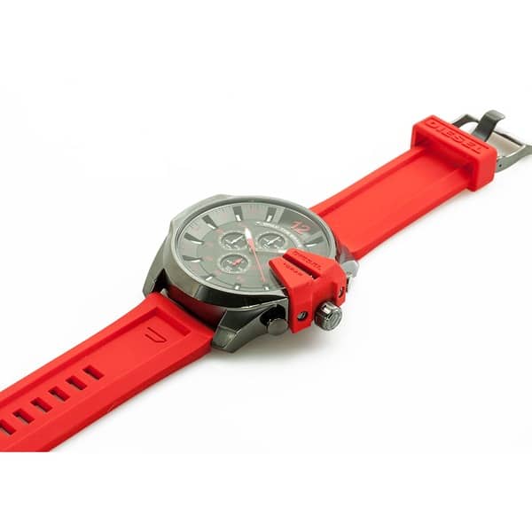 Diesel DZ4427 Mega Chief Chronograph Men's Watch – Black Dial & Red Silicone Strap