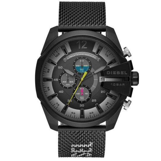 Diesel DZ4514 Mega Chief Chronograph Men's Watch – Black Dial & Black Mesh Bracelet
