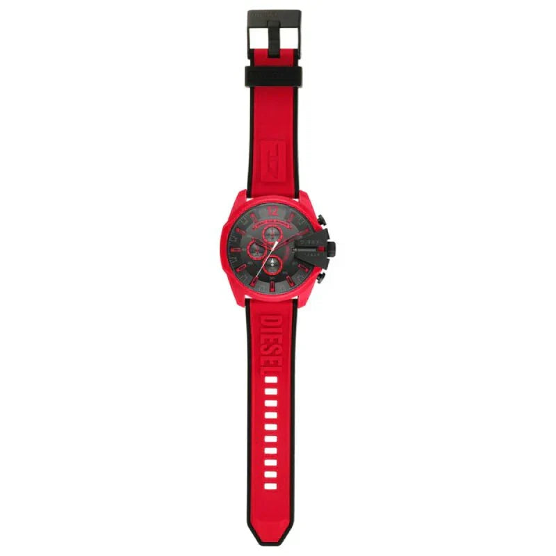 Diesel DZ4526 Mega Chief Chronograph Men's Watch – Black Dial & Red Rubber Strap