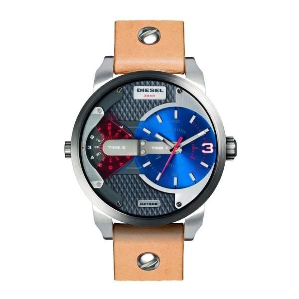 Diesel DZ7308 Mini Daddy Chronograph Men's Watch – Blue & Black Dial & Brown Leather Strap