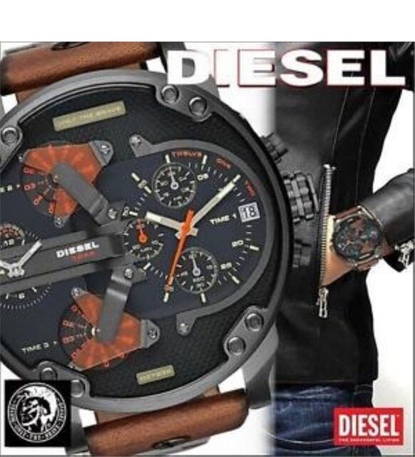 Diesel DZ7332 Mr. Daddy 2.0 Chronograph Men's Watch – Black Dial & Brown Leather Strap