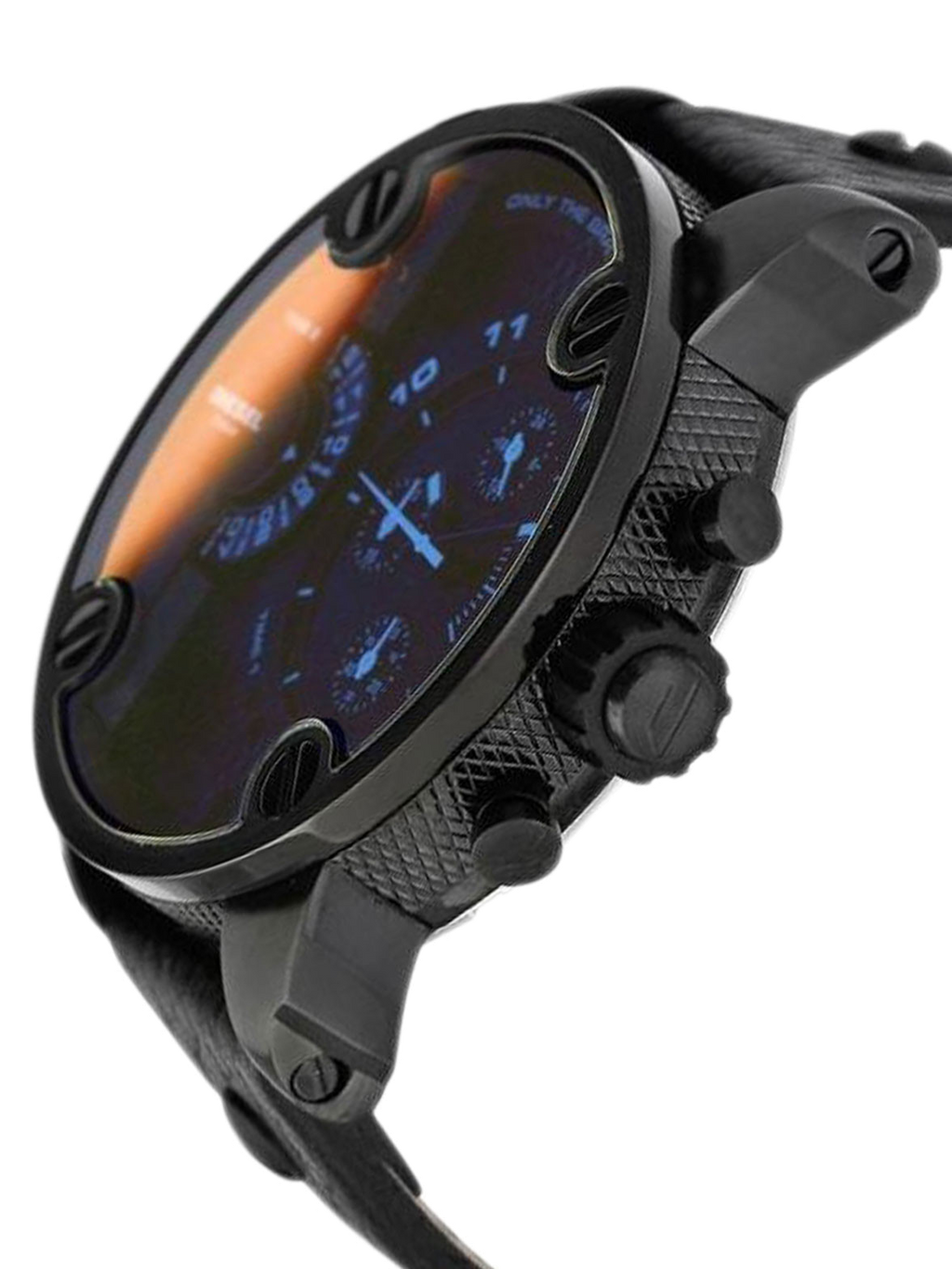 Diesel DZ7334 Little Daddy Chronograph Men's Watch – Black Dial & Black Leather Strap