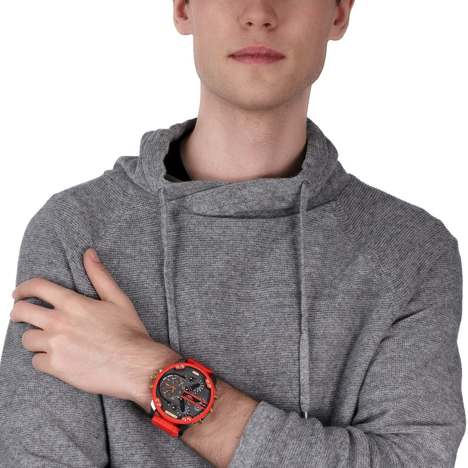 Diesel DZ7430 Mr. Daddy 2.0 Chronograph Men's Watch – Grey Dial & Red Rubber Strap