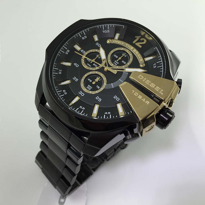 Diesel DZ4338 Mega Chief Chronograph Men's Watch – Black Dial & Black Stainless Steel Strap